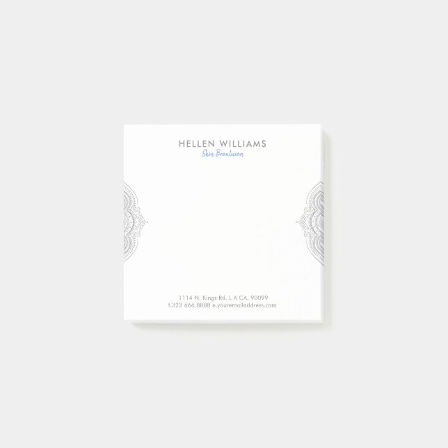 Silver Grått Ornate Mandala Post-it Block (Framsida)