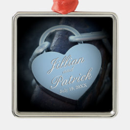 Silver Grått Padlock chain Link Älskare Julgransprydnad Metall