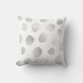 Silver Grått Paskriven Metallic Polka dots White Kudde