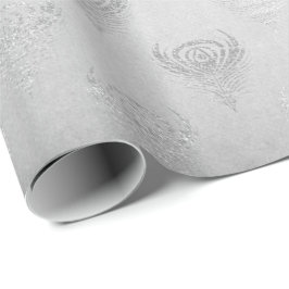 Silver Grått Peacock Metallic Shiny Monochromatic Presentpapper