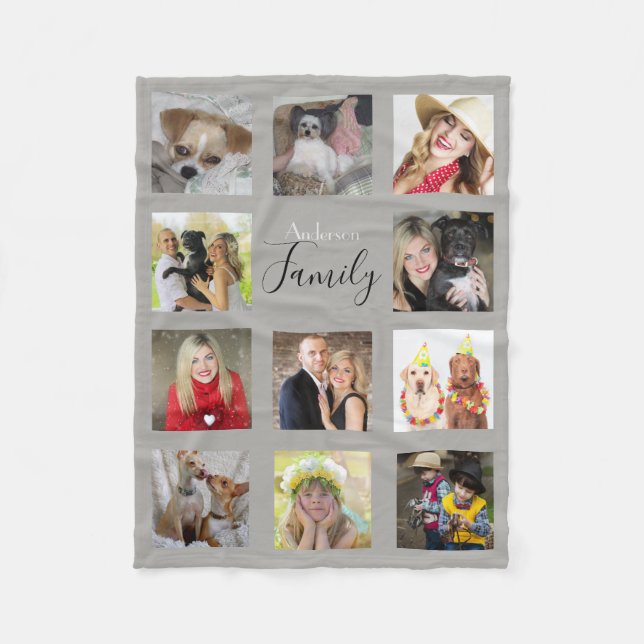 Silver GRÅTT Photo Blanket Collage Instagram Fleecefilt (Framsidan)