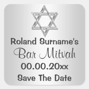 Silver grått pub mitzvah firande fyrkantigt klistermärke