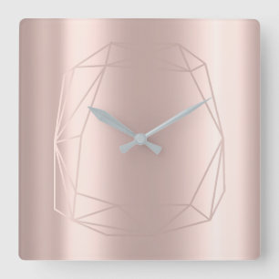 Silver Grått Ro Diamond Poligonal Shape Ram Fyrkantig Klocka