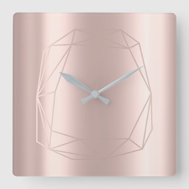 Silver Grått Ro Diamond Poligonal Shape Ram Fyrkantig Klocka (Framsida)
