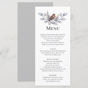 Silver, Grått, Rust Brown Bird Winter Botanical Meny