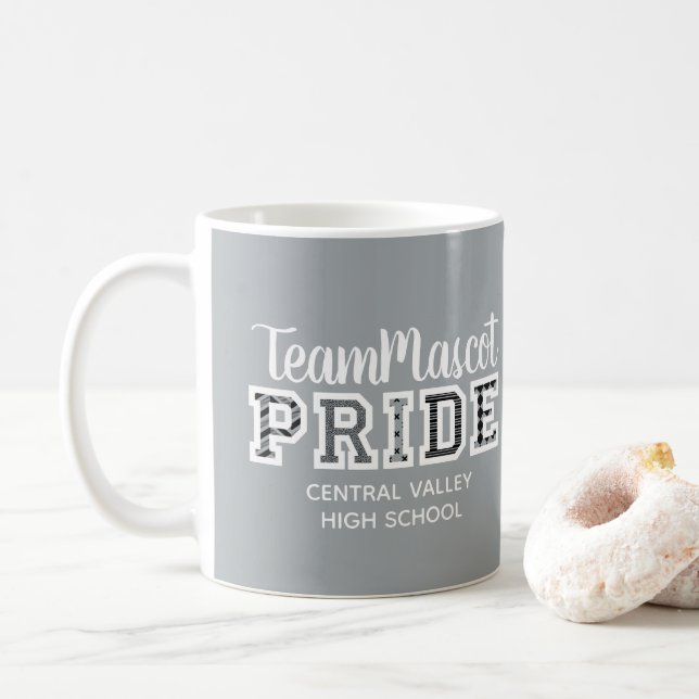 Silver Grått School Pride Mascot Namn Coffee Mugg (Med munk)