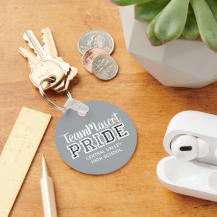 Silver Grått School Pride Mascot Namn Keychain Nyckelring