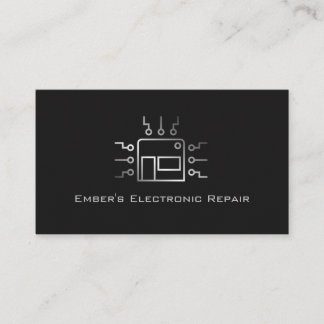 Silver Grått Simple Computer Electronics Repair Visitkort