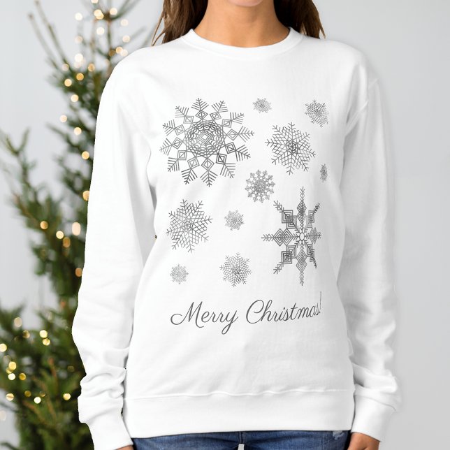 Silver Grått Snöflingor med God jul T Shirt (Festive design for the Holiday season.)