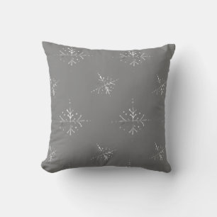 Silver Grått Snöflingor Mönster Kudde