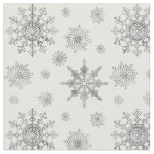 Silver Grått Snöflingor Mönster Tyg