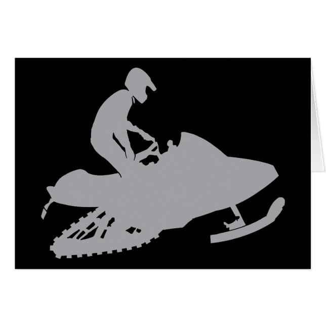 Silver Grått Snowmobiler Hälsningskort (Framsidan Horizontal)