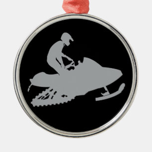 Silver Grått Snowmobiler Julgransprydnad Metall
