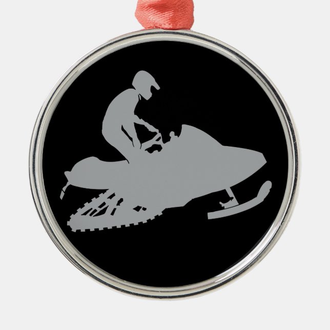 Silver Grått Snowmobiler Julgransprydnad Metall (Framsidan)