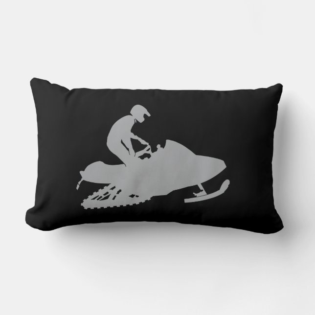 Silver Grått Snowmobiler Lumbarkudde (Framsida)