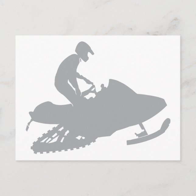 Silver Grått Snowmobiler Vykort (Framsida)