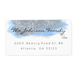 Silver Grått Sparkly Glitter Blue Push Stroke Fraktsedel