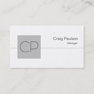Silver Grått Square White Monogram Affärskort Visitkort