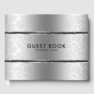 Silver-grått Stainless Steel & Damasks Gästböcker
