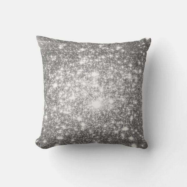 Silver Grått Stars Astral Glitter Kudde (Framsida)