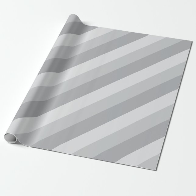 Silver Grått Stripe Presentpapper (Utrullad)