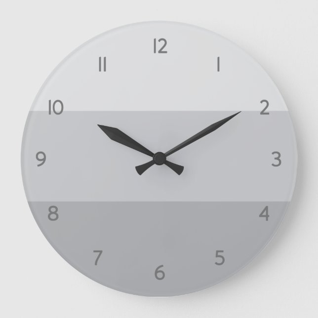 Silver Grått Stripe Stor Klocka (Framsida)