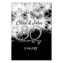 Silver grått svart 30:e bröllop-årsdagen glitter bordsnummer
