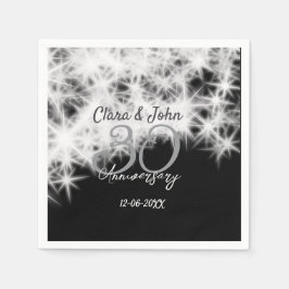 Silver grått svart 30:e bröllop-årsdagen glitter pappersservett