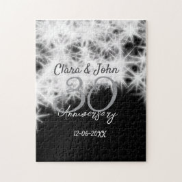 Silver grått svart 30:e bröllop-årsdagen glitter pussel