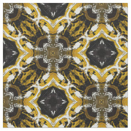 Silver Grått, svart, Gult runda plattor Mönster Tyg