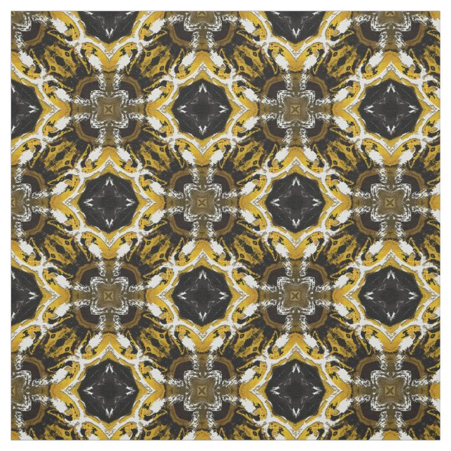 Silver Grått, svart, Gult runda plattor Mönster Tyg (Provkarta)