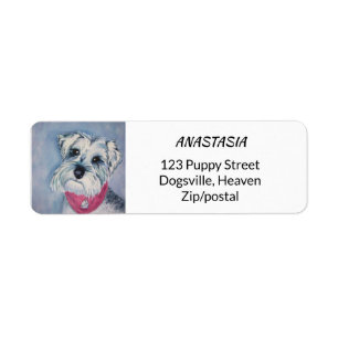 SILVER GRÅTT SWEET SCHNAUZER RETURADRESS ETIKETT