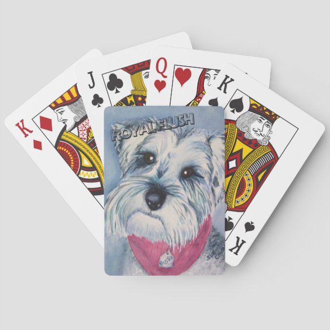 SILVER GRÅTT SWEET SCHNAUZER SPELKORT (Baksidan)