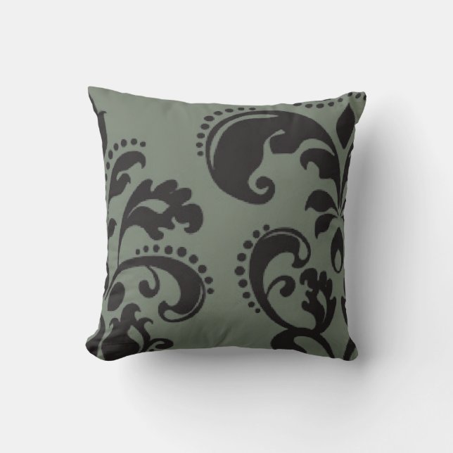 Silver Grått Swirl Decorative Pillow Kudde (Framsida)