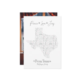 Silver Grått Texas Line Art Patterned Helgdag Card Julkort