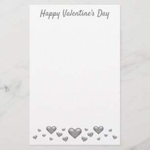 Silver Grått Valentindagsmat och Anpassningsbar Brevpapper