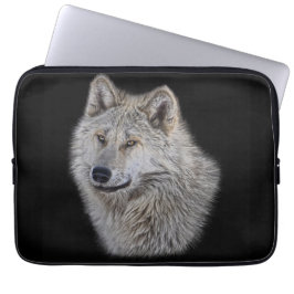 Silver Grått Varg Wildlife Porträtt Laptop Sleeve