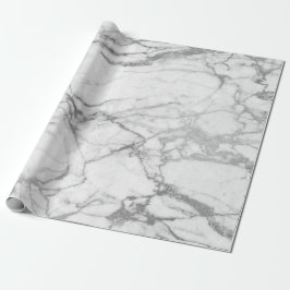 Silver Grått White Carrara Marble Stone Glam minim Presentpapper