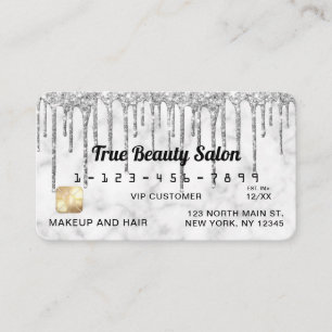 Silver Grått White Marble Glitter Drives Kredit Visitkort
