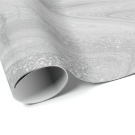 Silver Grått White Marble Molten Metallic Shiny Presentpapper