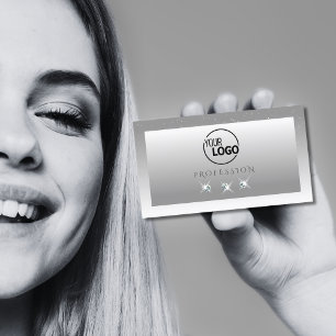 Silver Grått White Ombre Sparkling Jewels med Logo Visitkort
