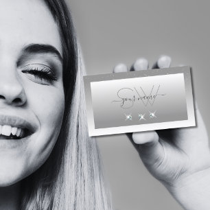 Silver Grått White Ombre Sparkling Jewels Monogram Visitkort