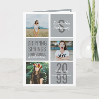 Silver Gray 4-Photo Roliga lådor Examen Inbjudan