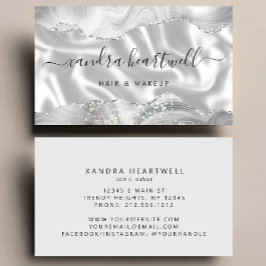 Silver Gray Agate Glitter Luxury Stylist Visitkort