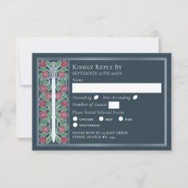 Silver Gray Medieval Floral Sword Wedding RSVP OSA Kort