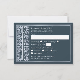 Silver Gray Medieval Sword Wedding RSVP OSA Kort