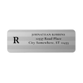 Silver & Gray-ränder Monogram Returadress Etikett
