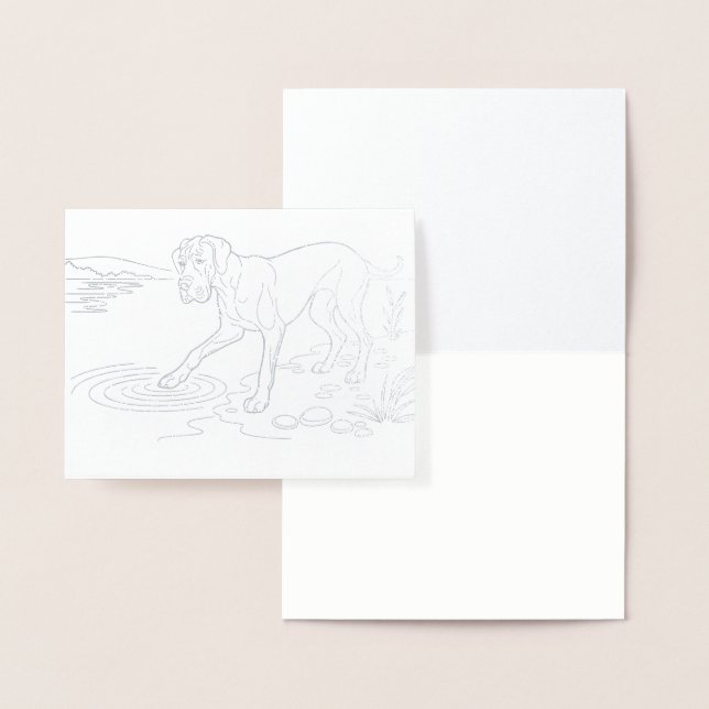 Silver Great Dane Folierat Kort (Display)