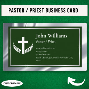 Silver Green Church Pastor Präst Visitkort