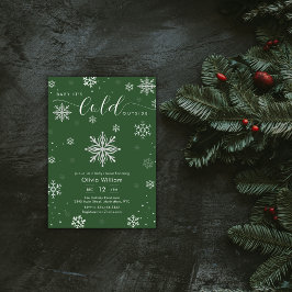 Silver Green Magical Winter Snowflake Baby Shower Inbjudningar